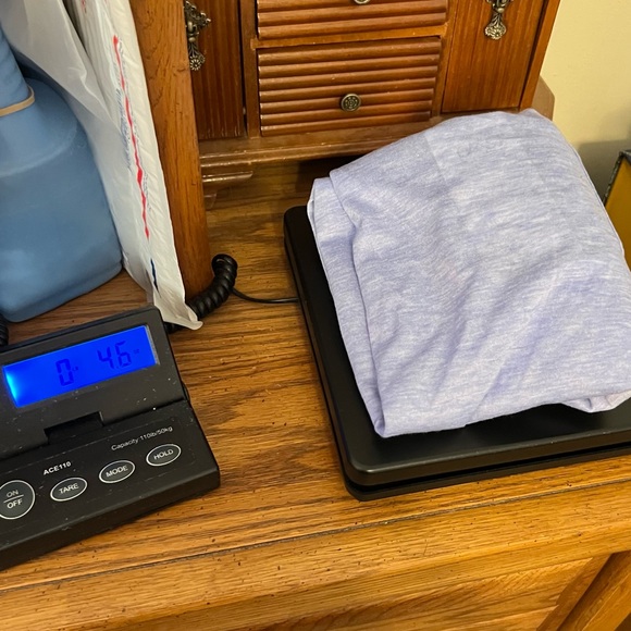 Lightweight V Neck T Shirt One chest pocket blue white trim Size large NEW - Picture 10 of 10